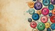 © milenialdesastudio - Colorful buttons on vintage paper background.