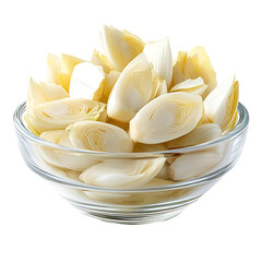 Wall Mural - Front view of endive in a small glass bowl isolated on a white transparent background