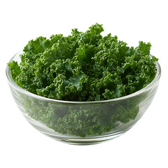 Wall Mural - Front view of kale in a small glass bowl isolated on a white transparent background