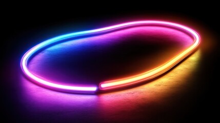 Poster - A glowing, abstract neon light design in vibrant colors on a dark background.