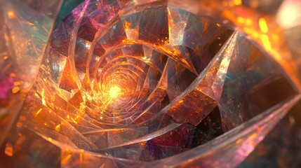 Poster - A mesmerizing spiral of translucent materials with glowing elements, evoking a sense of depth.