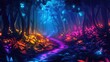 © ALIS ST - Vibrant Enchanted Forest with Colorful Flora and Mystical Light Effects Captured in a Fantasy Landscape Scene