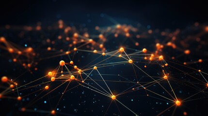 Network connection lines with bright nodes