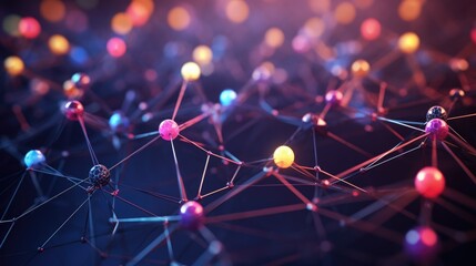 Network connection lines with bright nodes