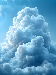 Poster - A majestic cluster of fluffy white clouds illuminated by soft blue light, creating a serene and calming atmosphere in the sky.