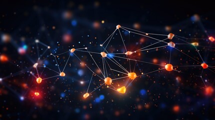 Network connection lines with bright nodes
