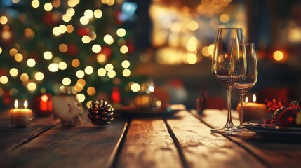 Wall Mural - holidays, party and celebration concept - blurred glden lights background