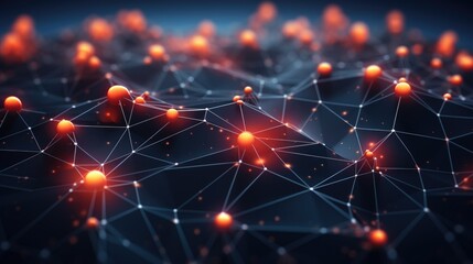 Network connection lines with bright nodes