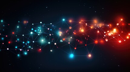 Network connection lines with bright nodes