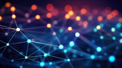 Network connection lines with bright nodes