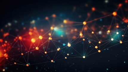 Network connection lines with bright nodes