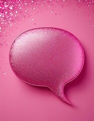 Wall Mural - pink glitter speech bubble on pink background
