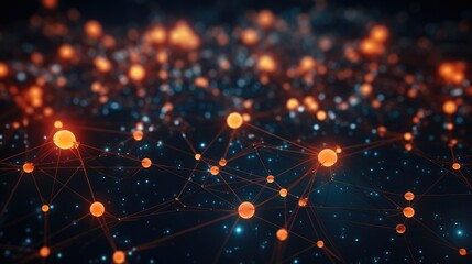 Network connection lines with bright nodes