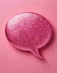 Wall Mural - pink glitter speech bubble on pink background