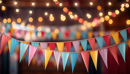 Wall Mural - set carnival garlands with flags birthday party decoration string of flags banner background 