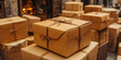 © Siasart Studio - Shipping Packages: Cardboard Boxes Tied with Twine, Stacked High