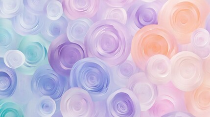 Poster - A soft, abstract composition of swirling pastel flowers in shades of purple, pink, and green.