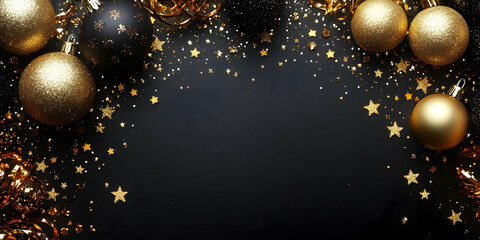 Sticker - Elegant Gold & Black Festive Decor, Sparkling Holiday