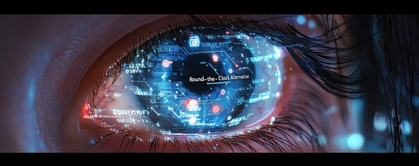 Wall Mural - Close-up view of a high-tech augmented reality eye innovation