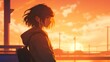 © てんぷら - 美しい日の出とアニメ調の日本人美少女