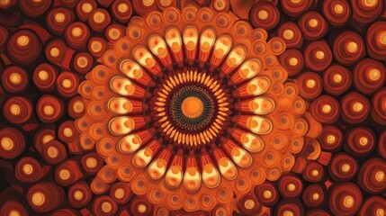 Poster - A vibrant abstract design featuring concentric circles in warm orange tones.