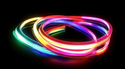 Poster - A vibrant arrangement of glowing neon tubes in various colors against a dark background.