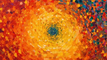 Poster - A vibrant, swirling abstract artwork with warm colors creating a hypnotic effect.
