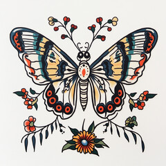 Wall Mural - Tribal Butterfly tattoo flash illustration