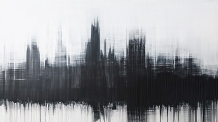 Aufkleber - Abstract monochrome artwork depicting a blurred skyline with dynamic lines and textures.