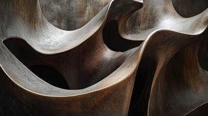 Poster - Abstract sculpture with smooth, flowing curves and organic shapes in a textured surface.