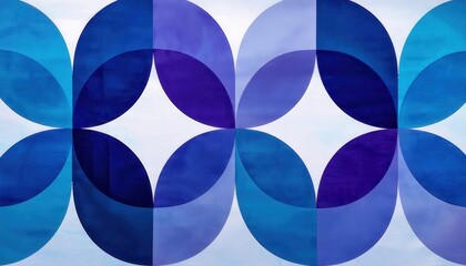 Fototapete - Vibrant Geometric Art with Overlapping Blue and Purple Circular Patterns Reflecting Modern Abstract Design Concepts for Wall Art, Interior Decor, or Digital Creative Projects