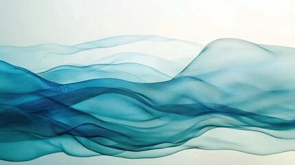 Aufkleber - Abstract waves of translucent blue and teal, evoking fluidity and tranquility.