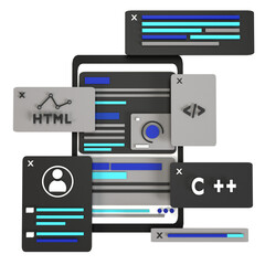 Coding 3D vector illustration 