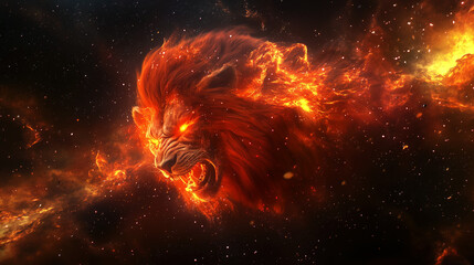 Wall Mural - leo lion zodiac sign astral cosmic background