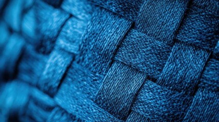 Poster - Close-up of a woven texture in varying shades of blue, showcasing intricate patterns.