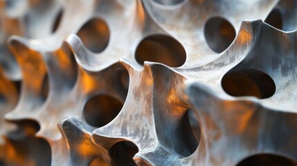 Poster - Close-up of an intricate metallic structure showcasing abstract design and texture.