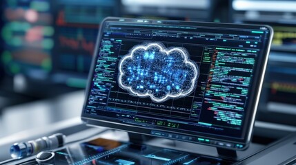 Poster - A secure health data cloud platform with compliance metrics displayed prominently