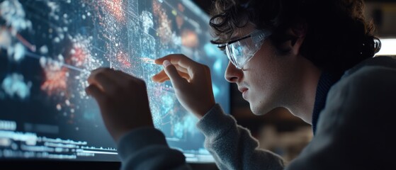 Aufkleber - A scientist examining CRISPR gene editing results on a large screen