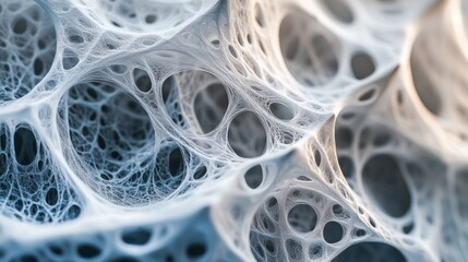 Poster - Close-up of intricate, web-like structures resembling a biological or synthetic material.