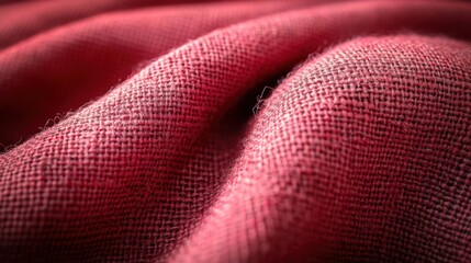 Poster - Close-up of textured red fabric showcasing its weave and softness.