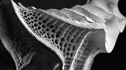 Aufkleber - Close-up view of a porous structure, possibly a bone or coral, showcasing intricate patterns.