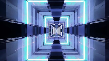 Poster - Exploring a vibrant and dynamic corridor filled with colorful lights and geometric patterns in a modern space