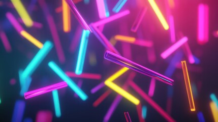 Aufkleber - Colorful glowing sticks floating in a dark space, creating a vibrant visual effect.