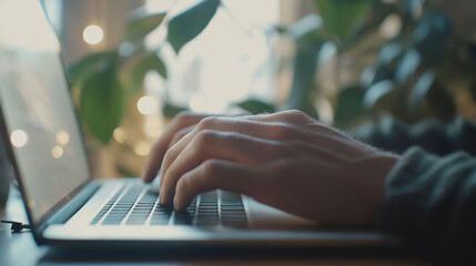 Clerk typing on laptop keyboard