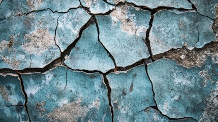 Aufkleber - Cracked blue surface showing texture and wear over time.