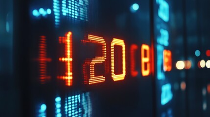 Fototapete - Digital display showing numerical data, possibly related to finance or technology.
