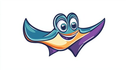 Wall Mural - A colorful, cartoon-style stingray character with a cheerful expression.