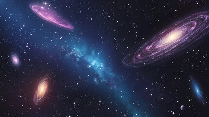Wall Mural - dark galaxy background with deep blues and purples and stars in the distance, galaxy, elliptical sha