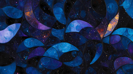Wall Mural - dark galaxy background with deep blues and purples and stars in the distance, galaxy, elliptical sha