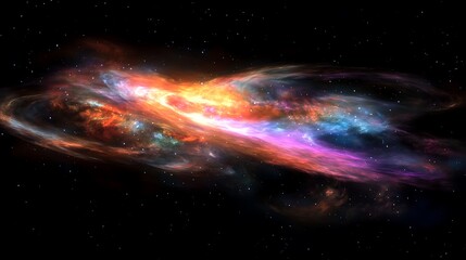 Wall Mural - Abstract colorful nebula with glowing stars and swirling cosmic clouds in deep space